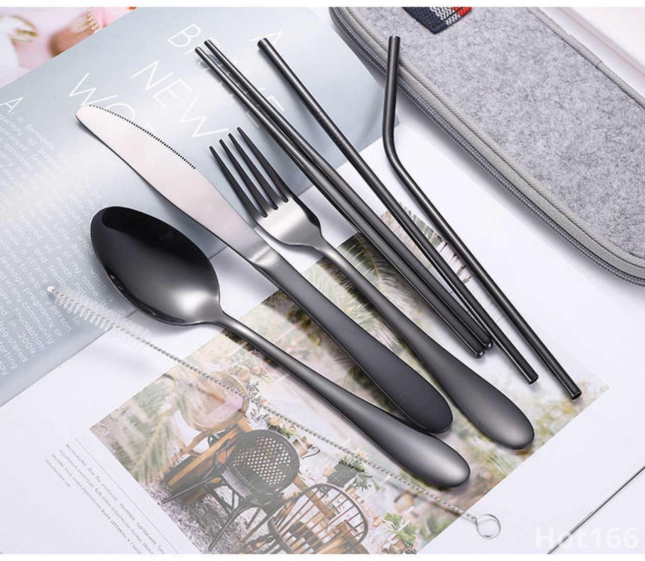 The Ultimate 8-Piece Portable Stainless Steel Cutlery Set for Everyday and Travel