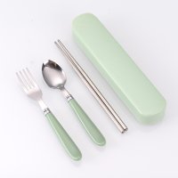 Green Spoon, Fork, Chopsticks 3-Piece Set