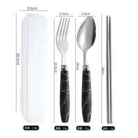 Transparent Box + Large Pointed Spoon, Fork, Chopsticks + Bowling Handle Black