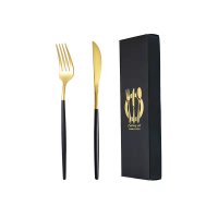 Black and Gold Knife and Fork Set