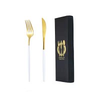 White and Gold Knife and Fork Set