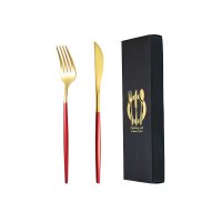 Red and Gold Knife and Fork Set