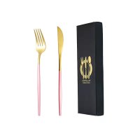 Pink and Gold Knife and Fork Set